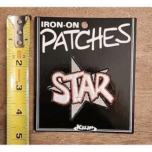 STAR Patch Embroidered/Iron/Sew/Stitch/Glue On Metallic Fabric Black Red Silver